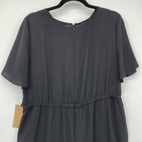 Halogen Twist Front Wide Leg Jumpsuit Short Flutter Sleeve Black - Picture 7 of 10